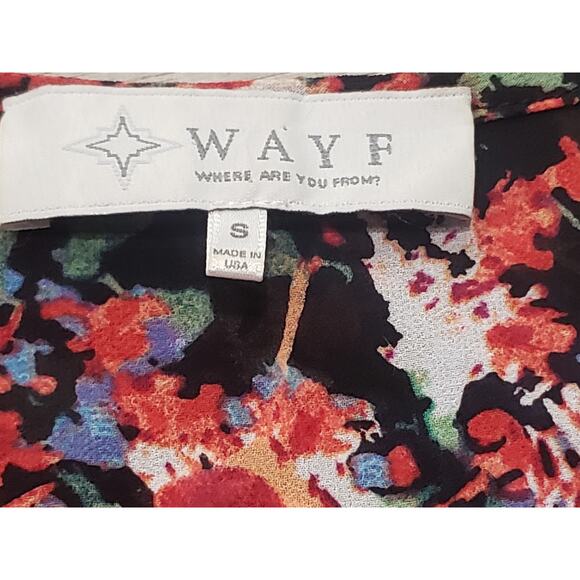 WAYF Floral Print Low High Front Wrap 100% Polyester Long Sleeved Blouse - Picture 5 of 9